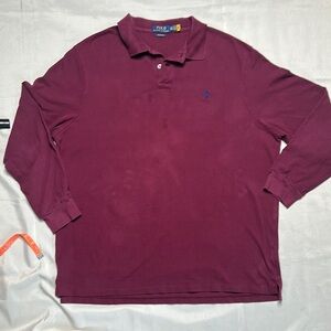 Polo by Ralph Lauren Men's Maroon Long Sleeve Polo